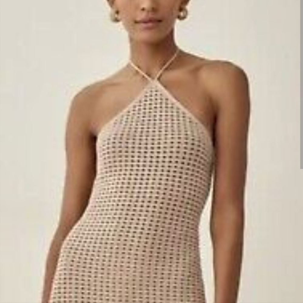 Reformation Tan Bodycon Mini Dress Scoop Neck Sleeveless